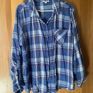 Como Vintage Blue and White Plaid Shirt